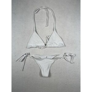 Mapale White Two Piece Thong String Bikini Size M EUC